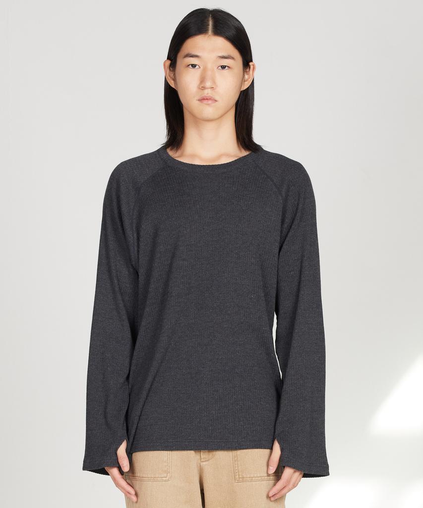 Washaepeun Jacquard Warmer Knit T-Shirt Charcoal