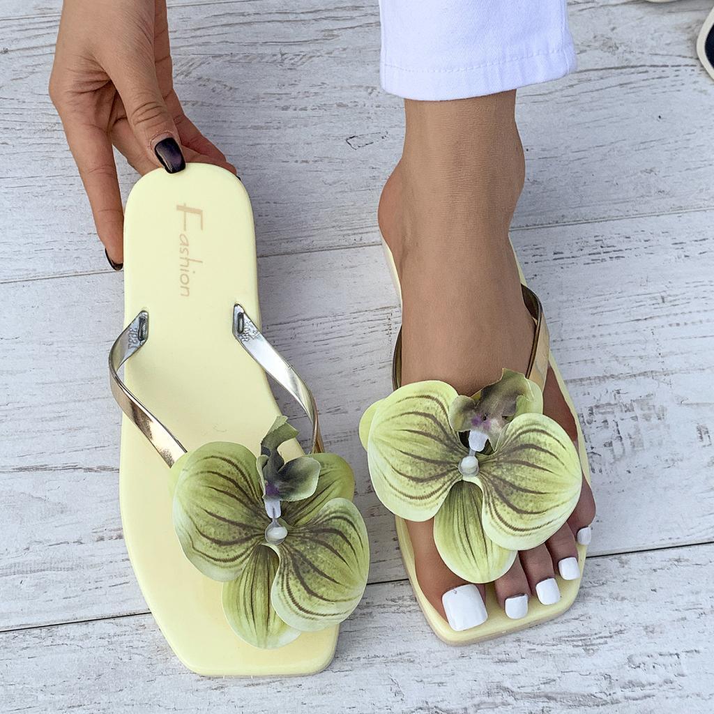 Brand Slippers Female  Summer New Elegant Flowers Designer Women Slippers Casual Fashionable Outdoor Sandals Slides Women