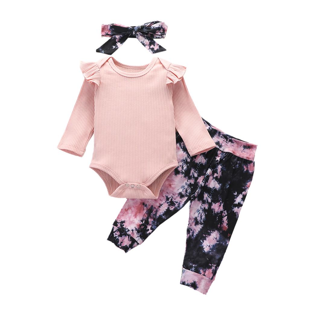 Newborn Baby Girls Boys  Tie-Dyed Romper+Pants Pajamas Sleepwear Outfits