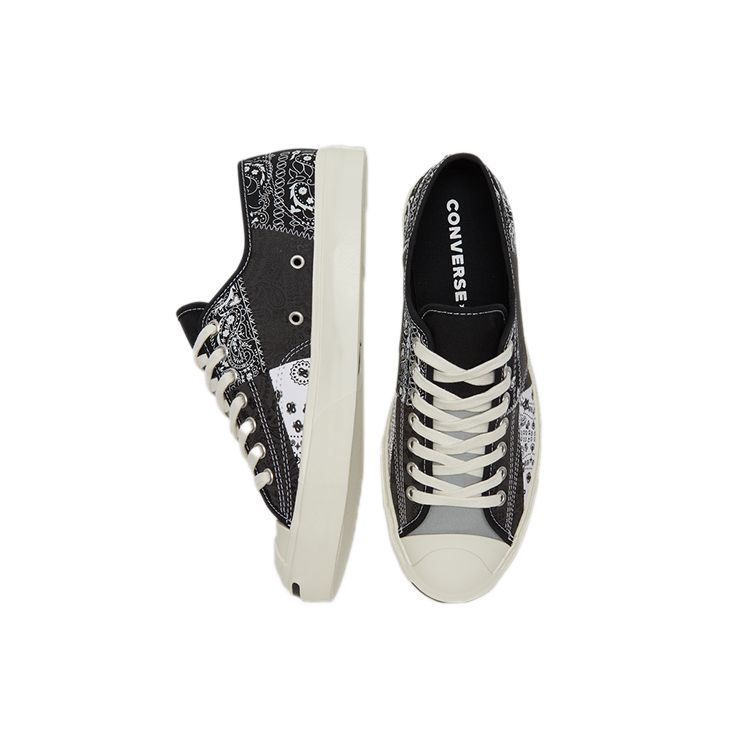 Converse Jack Purcell Gold Standard Open Smile Cashew Flower Comfortable Versatile Low Top Canvas Shoes Unisex Sneakers Black White Gray 171724C