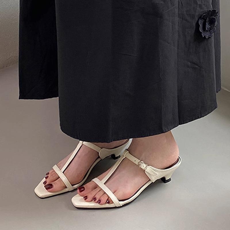 Fashion Women High Heels Slippers Square Toe Shoes Sexy Sandals 2025 Summer Brand Open Toe Beach Dress Shoes Woman Pumps Sandalias Mujer
