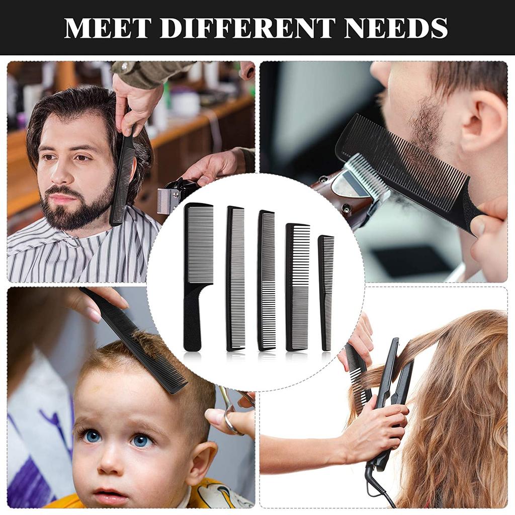 5 Pieces Black Anti-static and heat-resistant hairdressing comb Portable Styling for Men Women