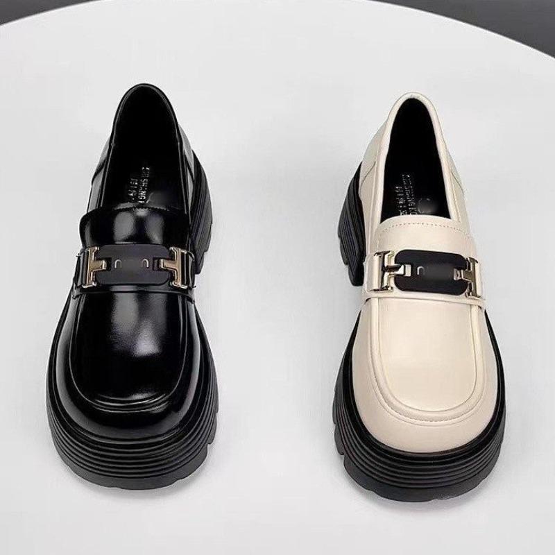 Herbst Retro Dicksohlige Erhöhende Damen Neue Kleine Lederschuhe Damenschuhe Vielseitige Pendlerschuhe