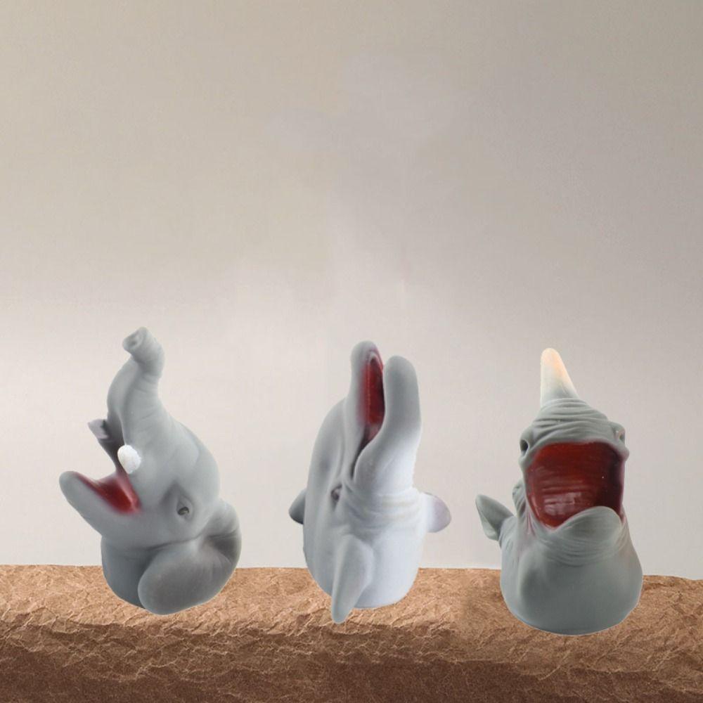 Simulation Animal Finger Puppet Toy Vinyl Animal Head Model Toy  Birthday Gifts