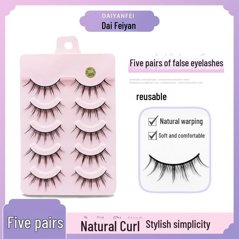 Cartoon Barbie Beginner False Eyelashes - Natural Thick 5 Pairs