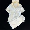 Summer Small Fresh Japanese Style Floral Short-Sleeved Pajamas Women'S Ice Silk Outer Wear Suit