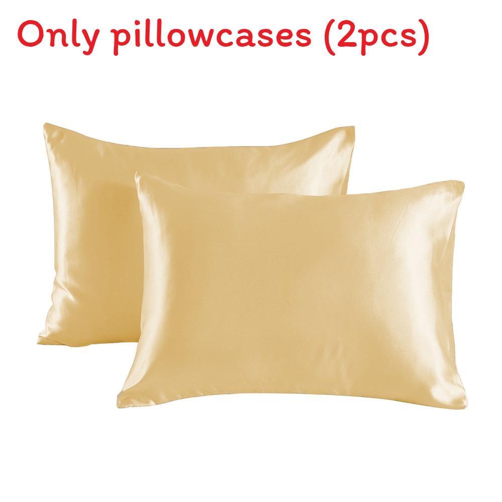 2pcs Soft Smooth Solid Color Double Sided Design Pillowcase With Hidden Zipper