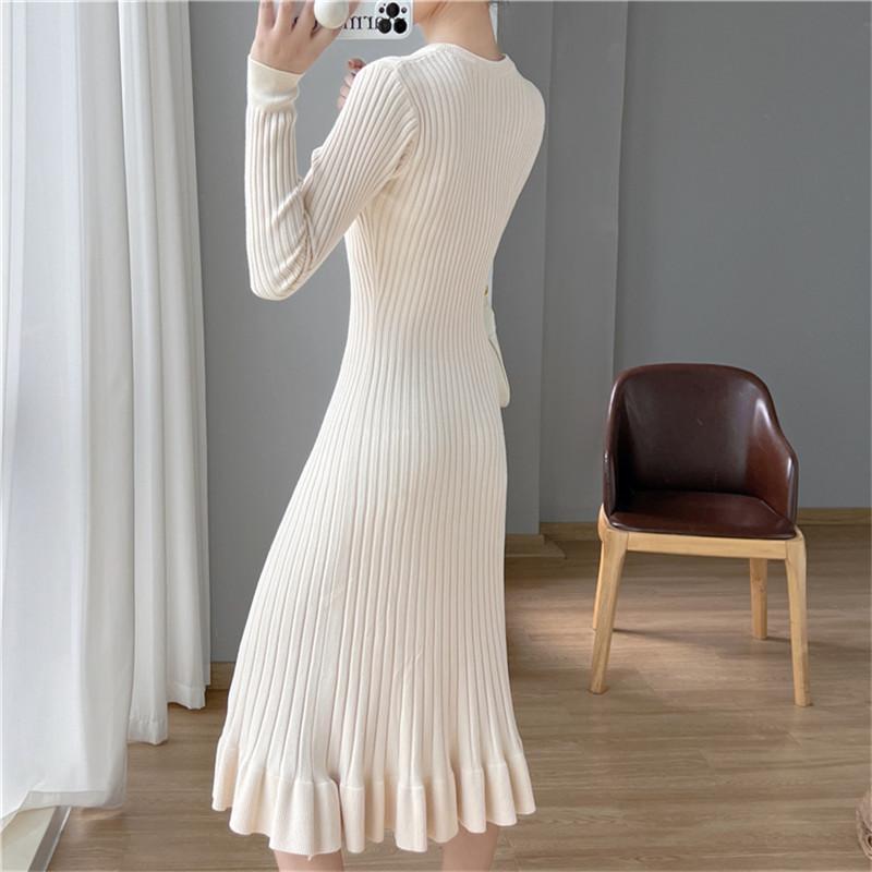 Spring and Autumn Sweater Dress Women Knitted Tunic Long Basic Dress Slim Winter Sexy Warm Black Long Sleeve Dress