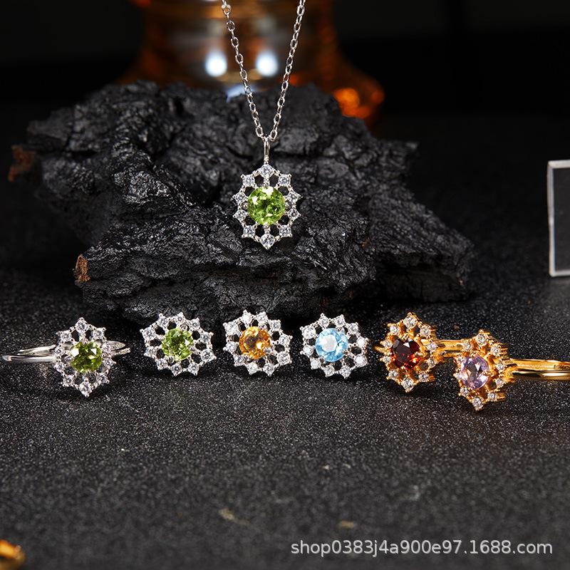 Premium Cooling S925 Sterling Silver Plated 18K Gold Natural Colored Treasure Stud Earrings, Wind Niche Jewelry Does Not Fade