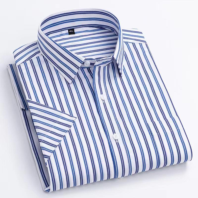 

Men s Fashion Plaid Checkered Short Sleeve 100% Cotton Shirt Button-collar Holiday Youthful Striped Summer Casual Gingham Shirts 4XL