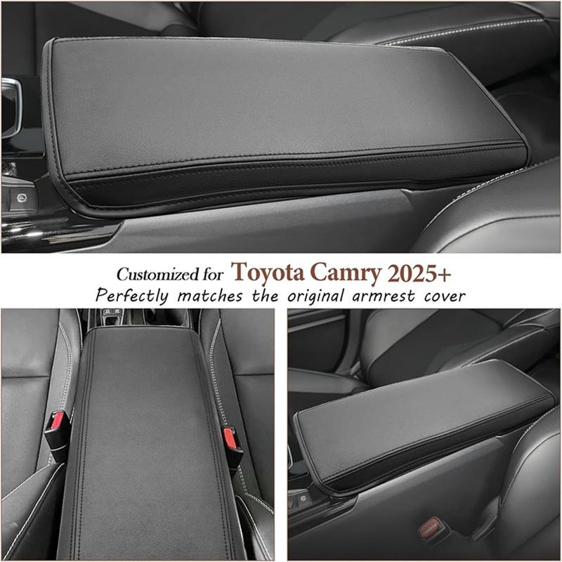 Car Center Console Armrest Storage Box Leather Cover Pad Black PU Leather Protection US Version For Toyota For Camry 2025 2026