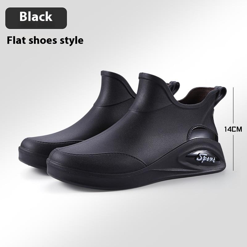 Men's Rain Boots Short Tube Casual Waterproof Shoes Non-slip Work Shoes Plus Velvet Warm Fishing Rain Boots