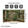 2D Rustic Boulder Stone Wall Terracotta Pot Plant Patio Privacy Screen