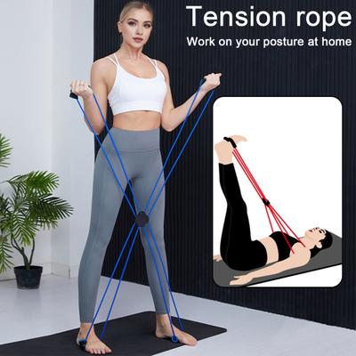 Pilates Resistance Band with 4 Loop Grips Chest Expander Stretching Band Muscles Strength Training Elastic Band Home Gym Full Body Workout Equipment