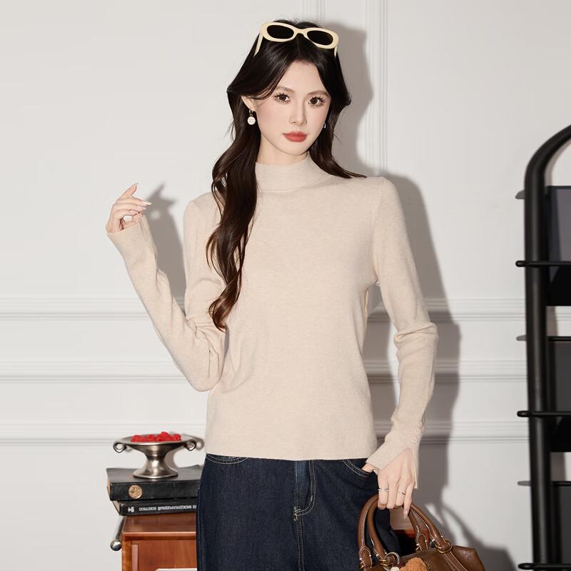 

Women s Semi-High Collar Soft Pullover Knit Sweater One Size