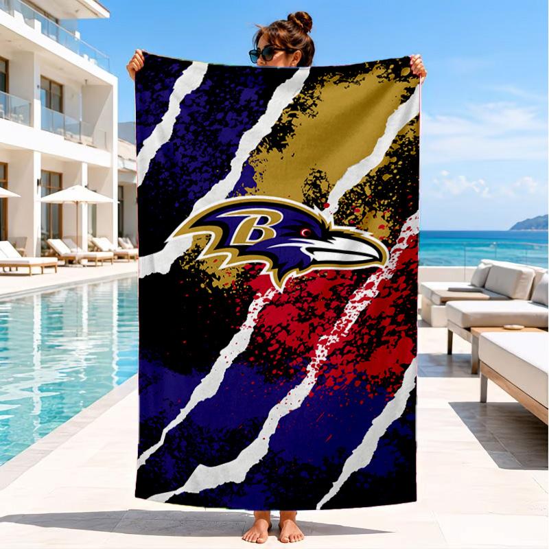 Ravens Team Spirit Beach Towel, Microfiber Beach Towel, Perfect For Pool, Beach, Travel, Home Decor Beach Party Fan gifts
