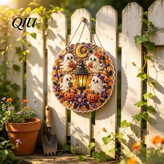 Outdoor Patio Hanging Ornament Halloween Ornament, 2D Flat Acrylic Pendant, Ghost Skull Front Door Decoration Witch for Indoor Window Wall Decor