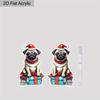 2D Flat Christmas Earring Cute Animal Earrings Christmas Dog Earrings for Women Holiday Christmas Gifts