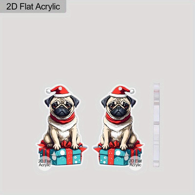 2D Flat Christmas Earring Cute Animal Earrings Christmas Dog Earrings for Women Holiday Christmas Gifts