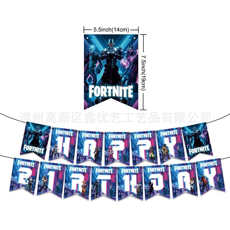 Fortnite Παιχνίδι Θέμα Anime Παιχνίδια Πάρτι Παιδικά Γενέθλια Πανό Διακοσμητικά Τούρτας Μπαλόνια Σετ Διακόσμησης Πάρτι