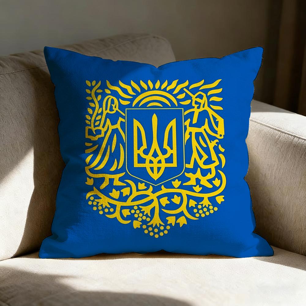 Blue Yellow Ua Ukr Ukraine Pillow Case Pillowcase, Double-Sided Printed, Sofa Cushion, Bedroom Headboard Pillow