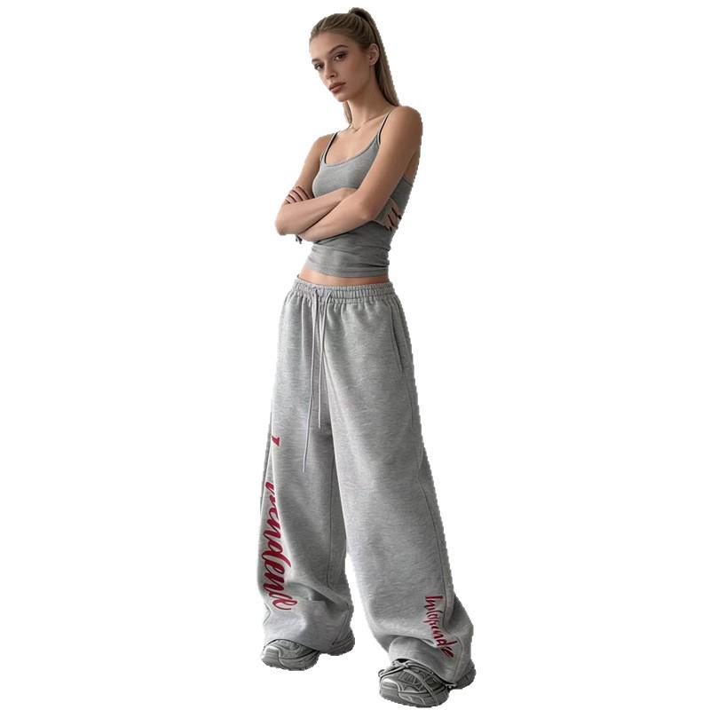 Pantaloni Jogger Larghi a Vita Alta: Pantaloni Sportivi Jazz Hip Hop Stile Ragazza Hot Americano-Europea per Donna