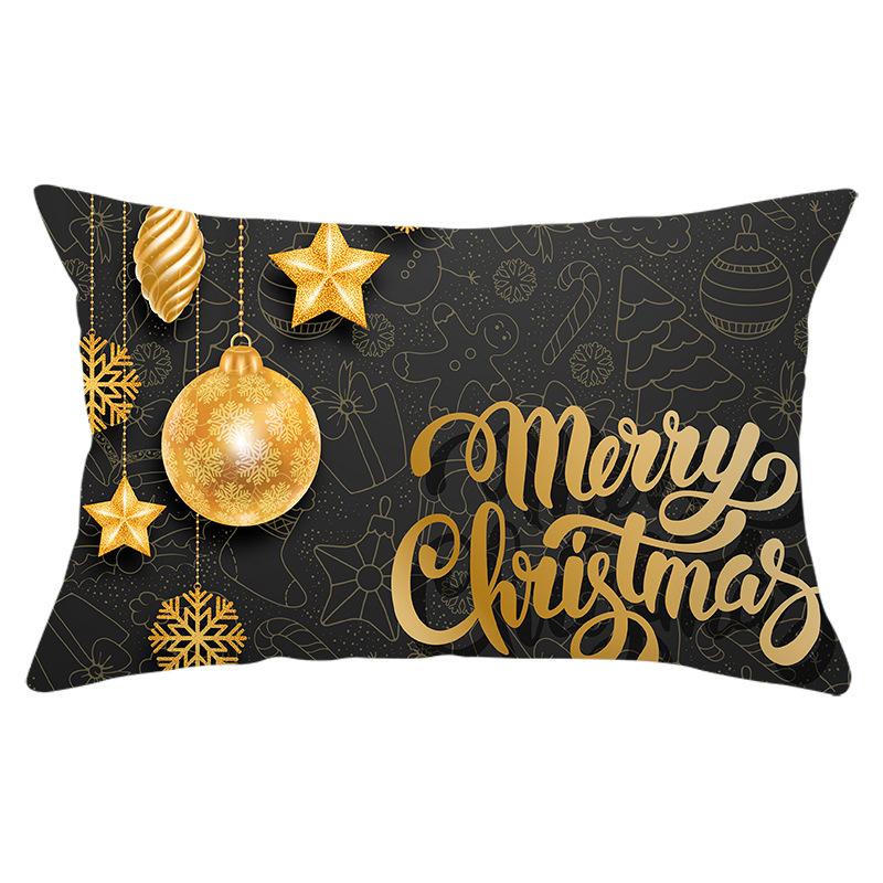 New Black Gold Series Christmas Peach Skin Print Waist Pillow Cover Home Accessories Cushion Cover Sofa Cushion Cover