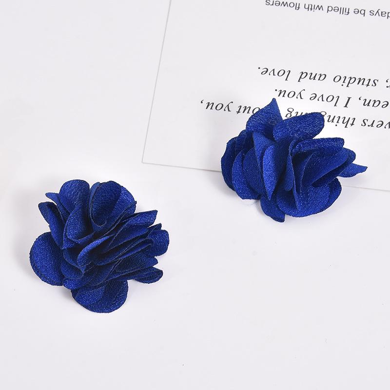 Handmade Chiffon Camellia Flower Earrings - 3cm Fabric Accessories