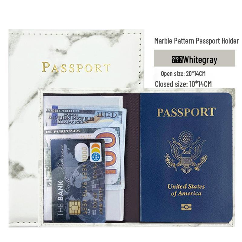 Marble Leather PU Passport Holder Wallet with Single Pocket Stitching