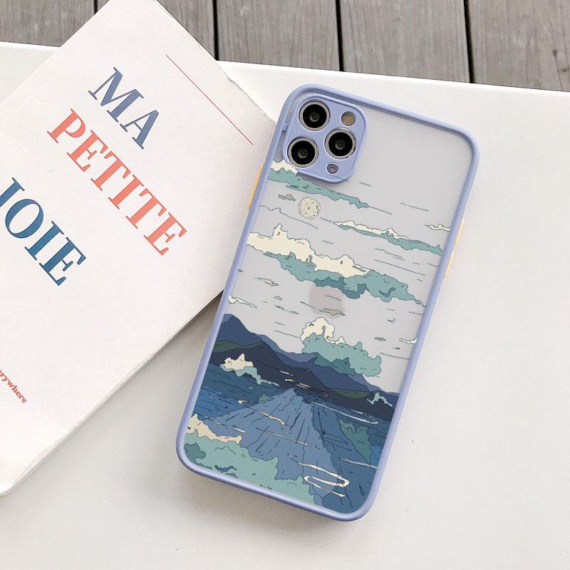 Japanese Anime Scene Landscape Phone Case for iPhone X XR XS 12 13 14 11 15 Pro Max Mini 8 7 Plus Cartoon Scenery Covers Fundas