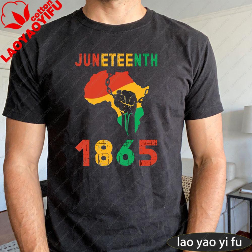 Juneteenth Men TShirt 1865 Africa Map Fist Design for Celebration Gift Tops Fashionable Retro African Graphic Prints Tees S
