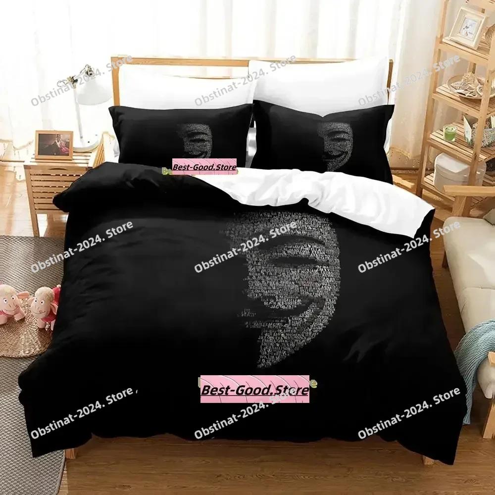 New Personality Technology Anonymous Bedding Set Single Twin Full Queen King Size Bed Set Adult Kid Bedroom Duvetcover Sets