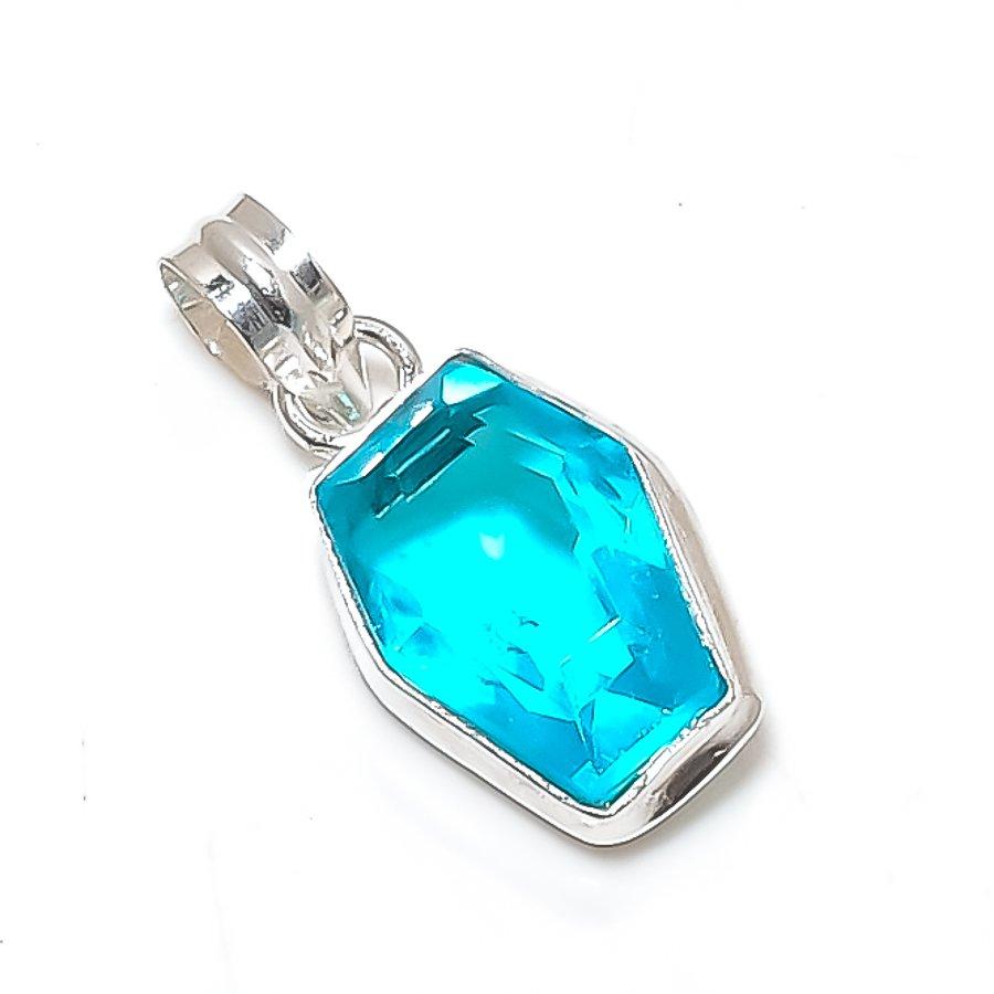 

Натуральный Голубой Топаз Драгоценный Камень 925 Стерлинговое Серебро Ювелирная Подвеска 1.30 r0A91