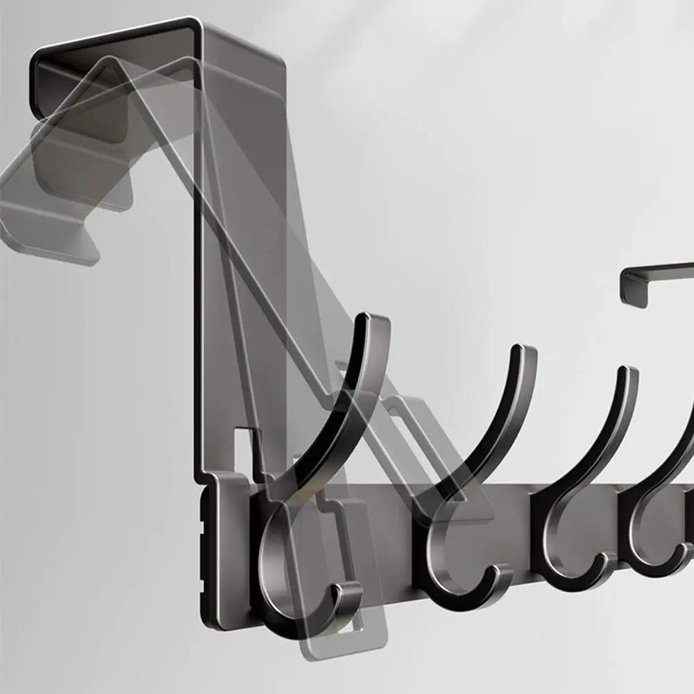 Punch-free 6/7/8 Door Hook Storage Holder Bathroom Organizer Rack Clothes Hanger Kitchen Accessories Traceless