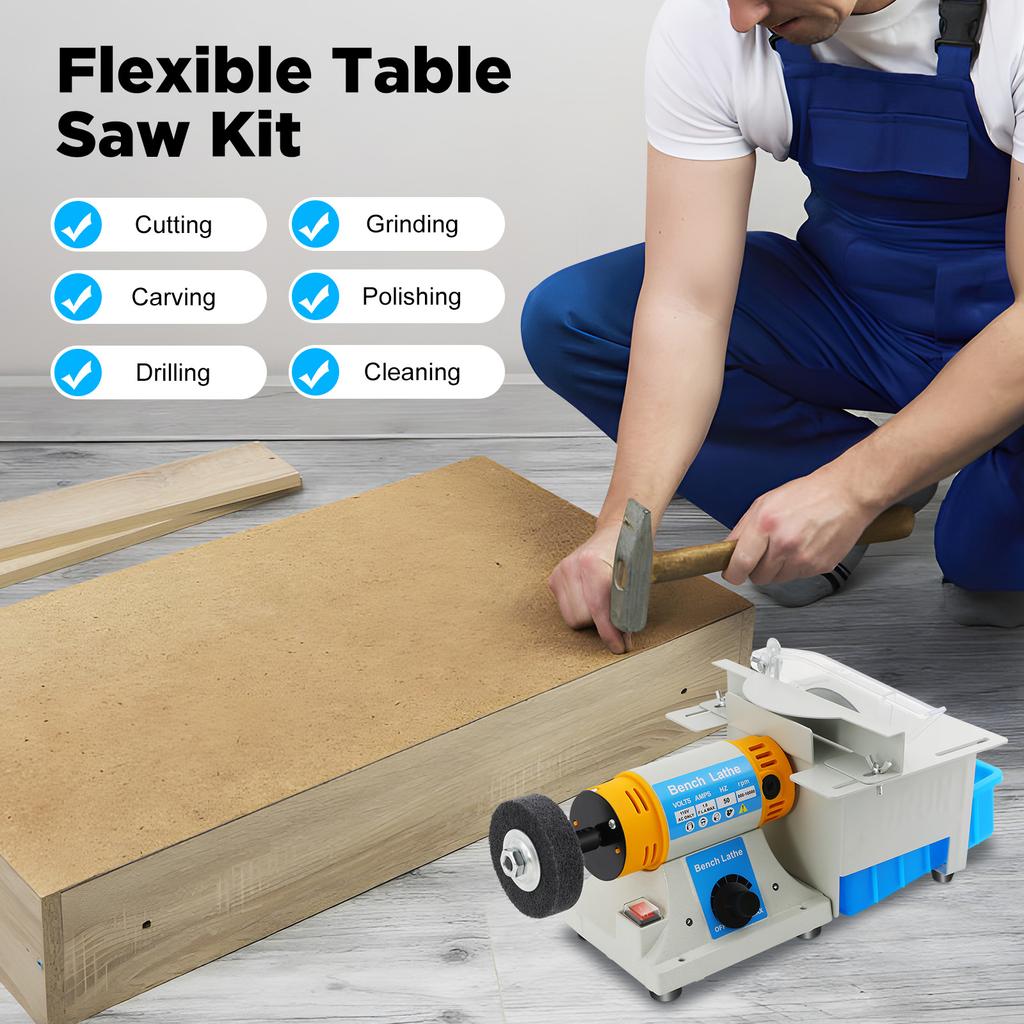 Bymaocar 350w Cutting Polishing Machine for Gem Jewelry Rock Bench Lathe Table Saw Polisher Adjustable Precision Full Accessory