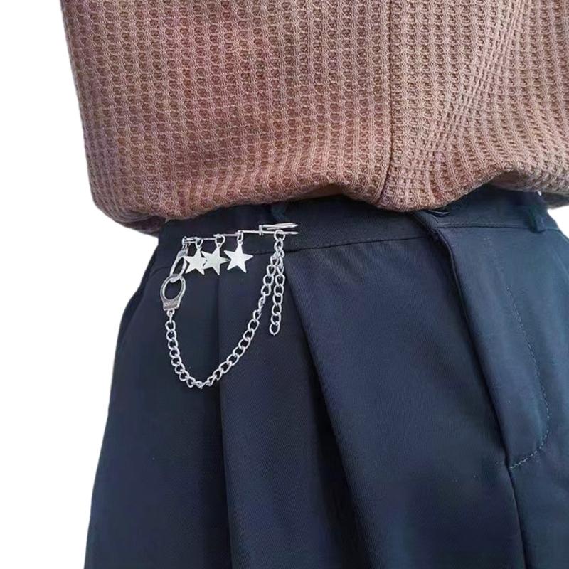 

Stylish Butterfly/Star Brooch for Women Chain Brooches Eye Catching Metal Alloy Jacket Clip Decor for Trousers Dress