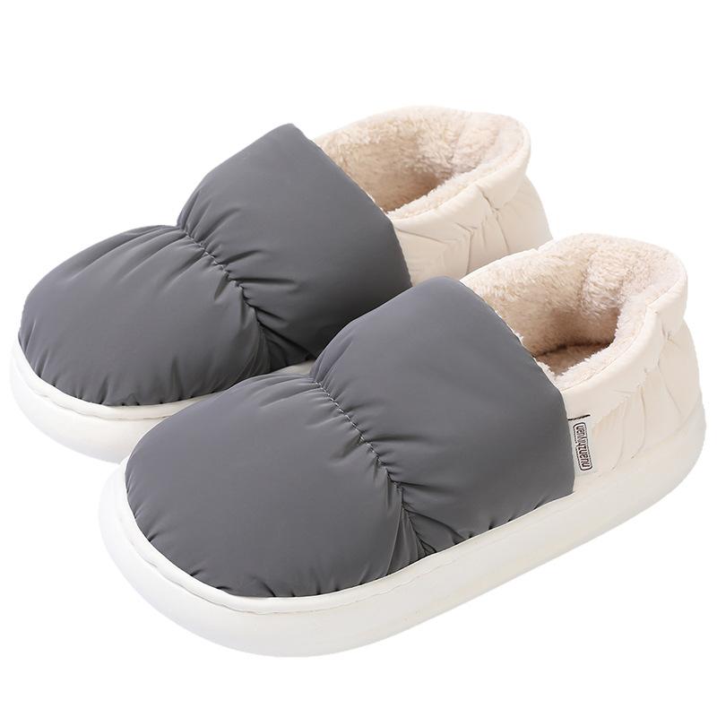 Bag and cotton slippers autumn and winter new velvet warm indoor home waterproof and non-slip bag and couple slippers