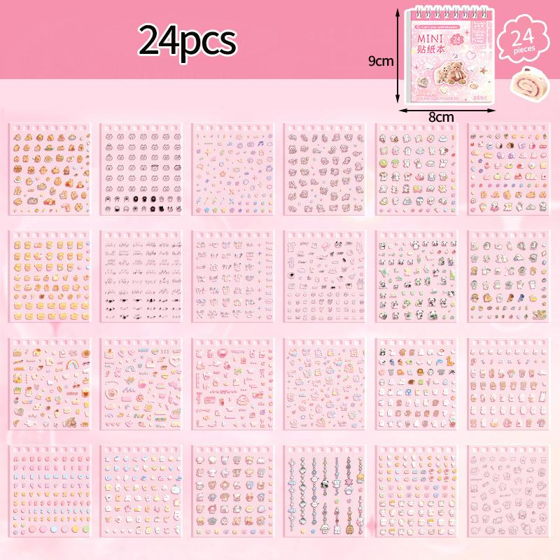 Cartoon Mini Sticker Book Tiny Pet Food Stickers Book Children Girls Nail Sticker Decor Diy Notebook Scrapbook Planner Decals
