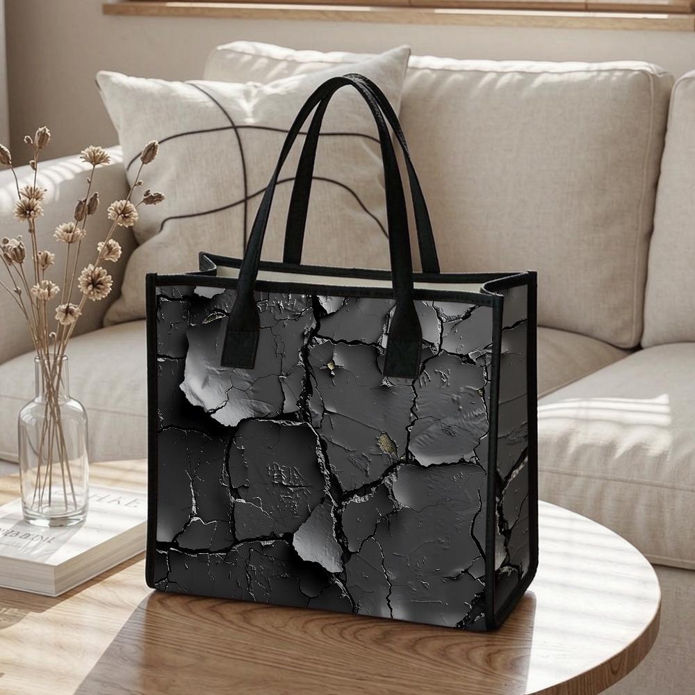 Cracked Pattern Tote Bag Large Capacity Daily Shoulder Handbag for Casual Commute