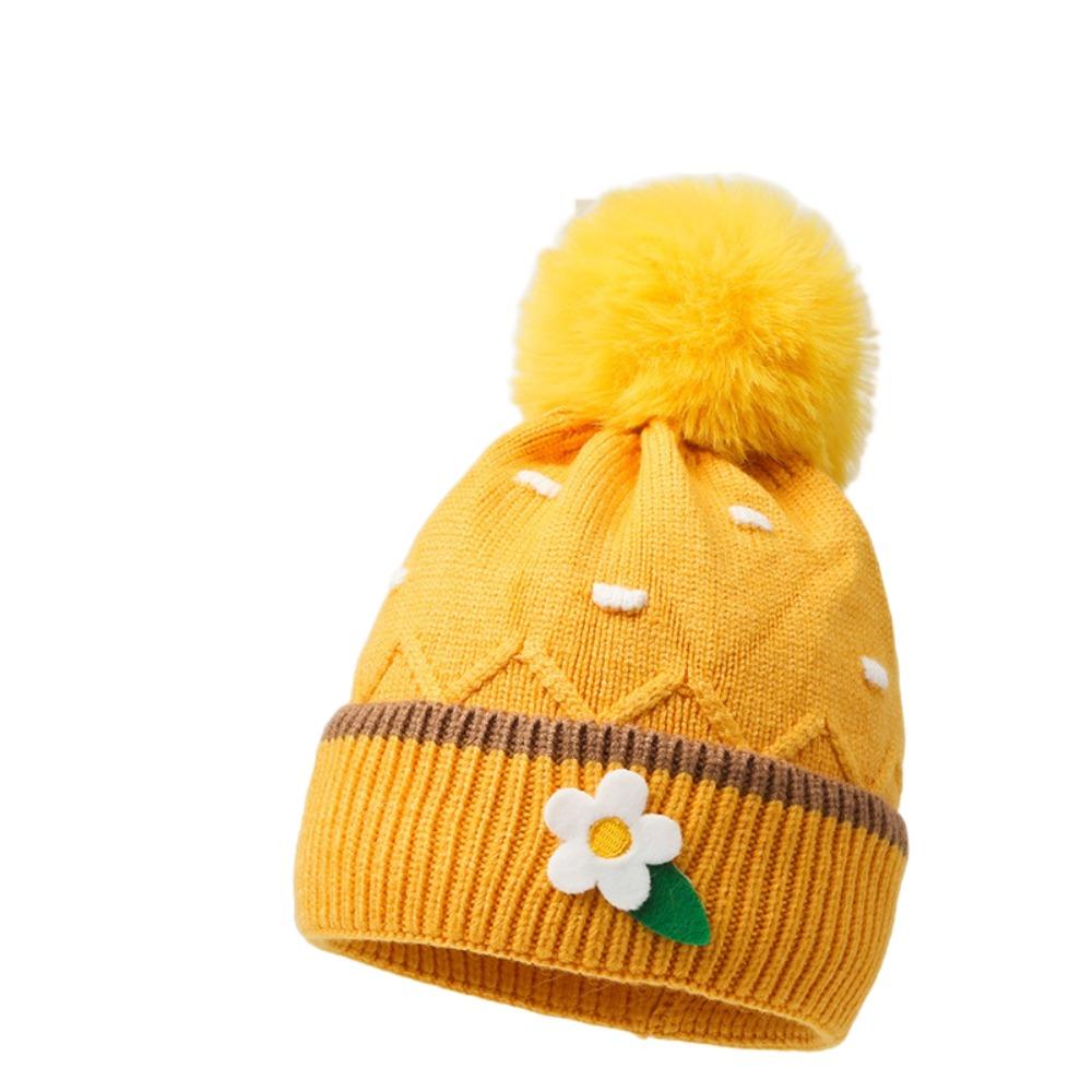 Solid Color Knitted Hats Woolen Balls Woolen Hats Cartoon Baby Hat  Unisex