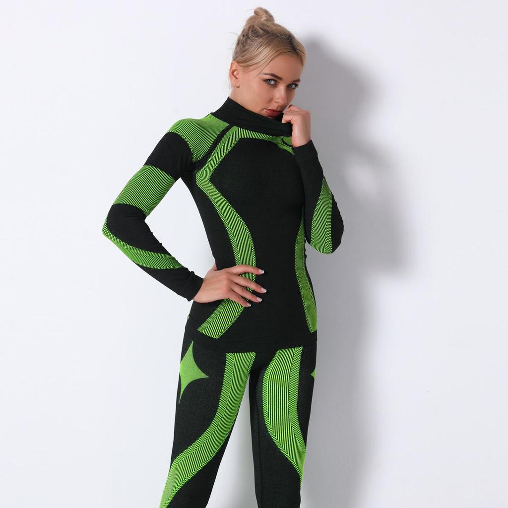 Women Seamless Knit Turtleneck Long Sleeve Sports Quick Dry Running Fitness Sweat Absorbing Yoga Wear