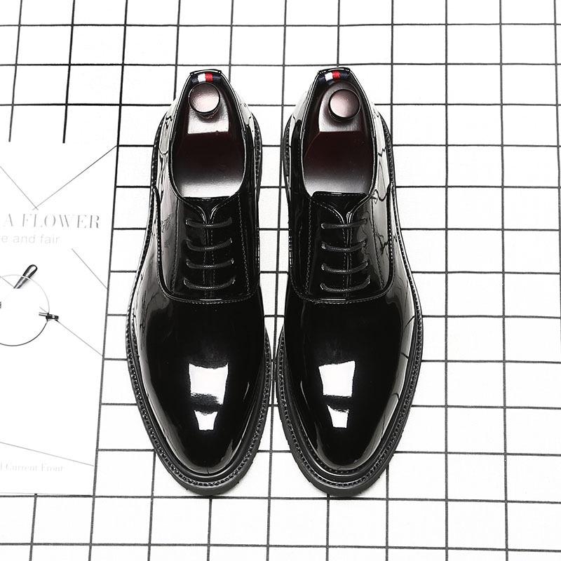 British Fashion Patent Leather Casual Men'S Shoes Pointed Business Leather Shoes Dress Shoes A Piece 9706-B