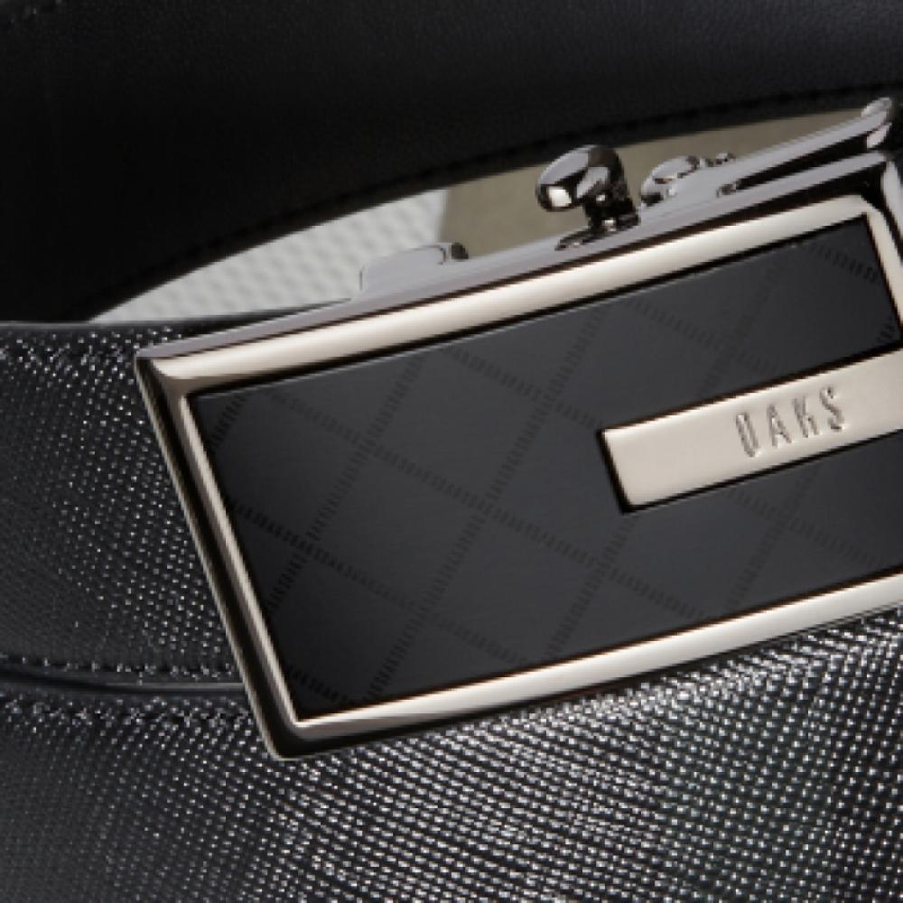 Daks Black Check Pattern Silver Point Matte Buckle Cowhide Automatic Belt