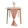 Rose Golden Table Runner Modern Decorative Pure Color Chiffon Dining Tabletop Linens with 2 White Ties for Wedding