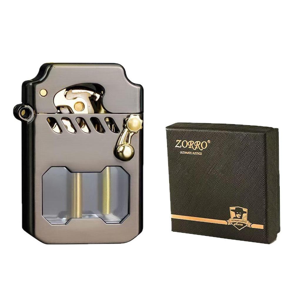 Zorro Cyber Mecha Kerosene Lighter with One-Key Ejection and Transparent Rocker Arm - Classic Gift for Men