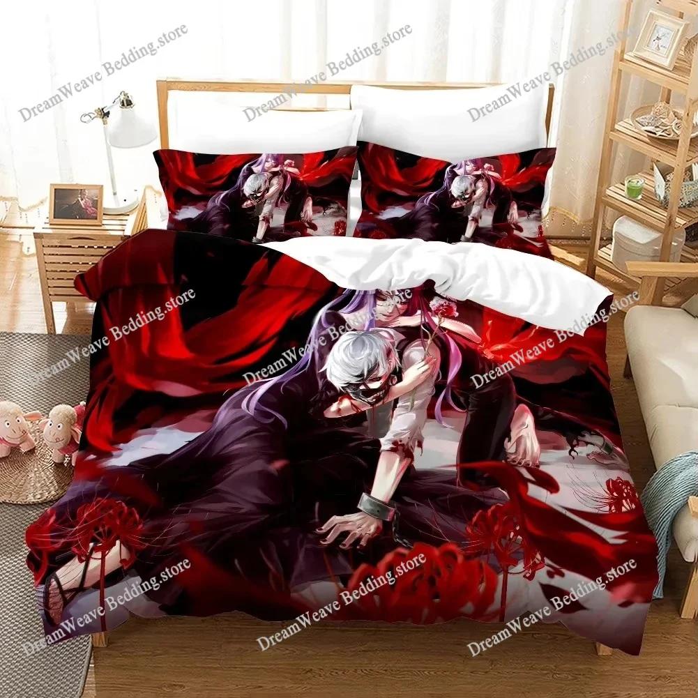 3D Printed Anime Tokyo Ghoul Bedding Set Boys Girls Twin Queen Size Duvet Cover Pillowcase Bed Kids Adult Home Textileextile963