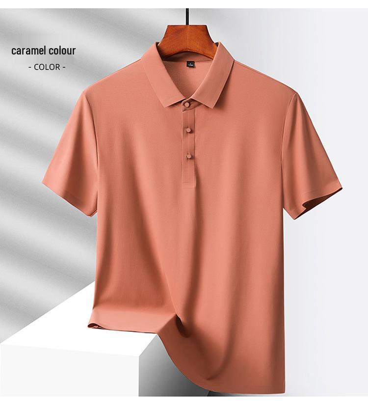 Custom Logo Quick-Dry Seamless Polo: Summer Ice Silk Cool Feel Lapel Short Sleeve Work Shirt