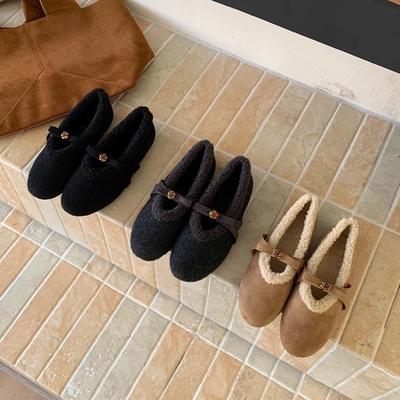 Internet Celebrity Mao Mao Shoes Wear Gentle Fairy Wind Camellia Warm One Foot Mary Jane Shoes