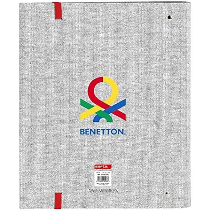 Classeur 4 anneaux - SAFTA - BENETTON Pop - 35 cm - Gris - Pour enfants