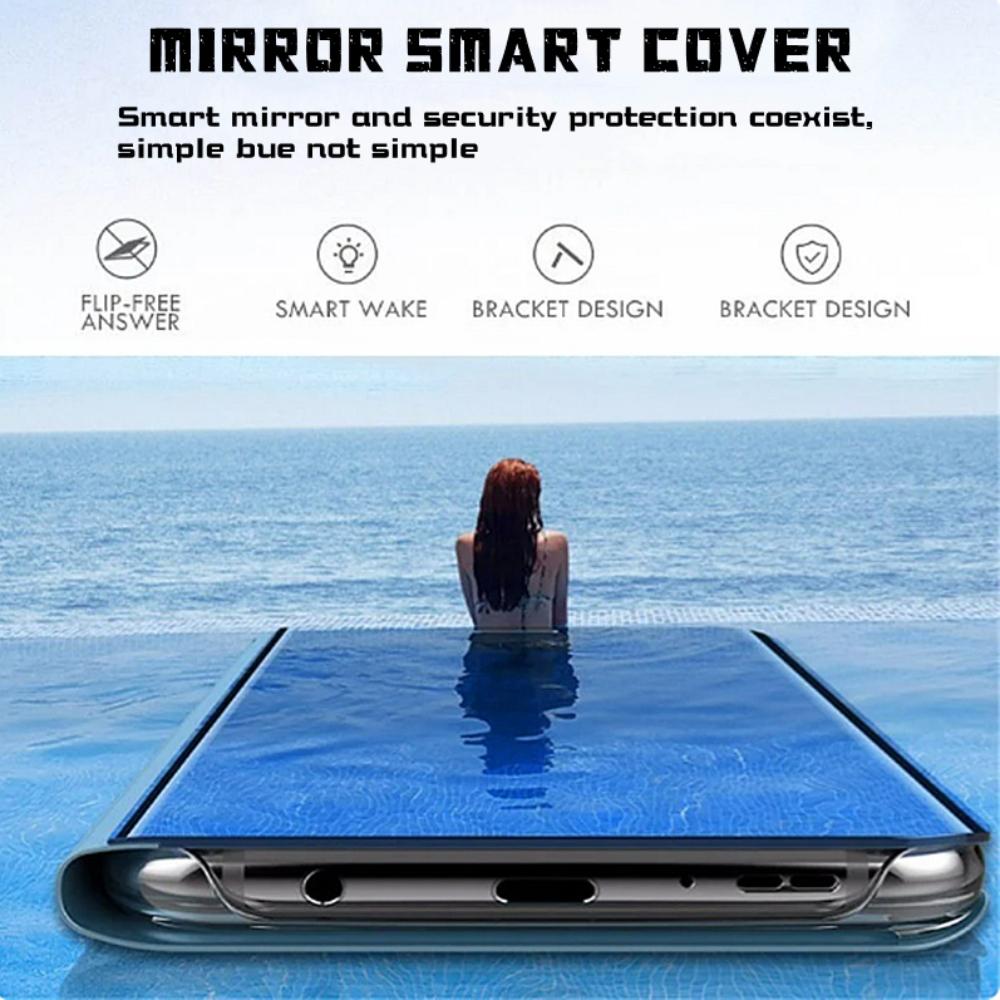 Für Samsung Galaxy S25 Ultra 5G Smart View Flip Case Smart Mirror Leder Ständer Handyhülle Für Samsung S24 FE S23+ S22Ultra A10 A73 M60S Rückseite
